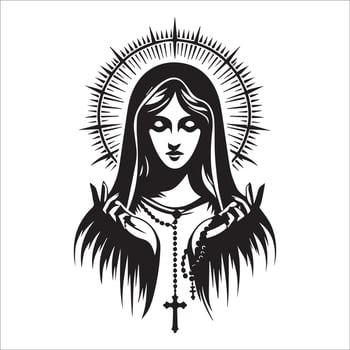 Virgin Mary in Prayer for Strength vector