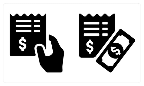 Receipe and Cash receipt in black color vector