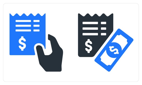 Receipe and Cash receipt in blue color vector