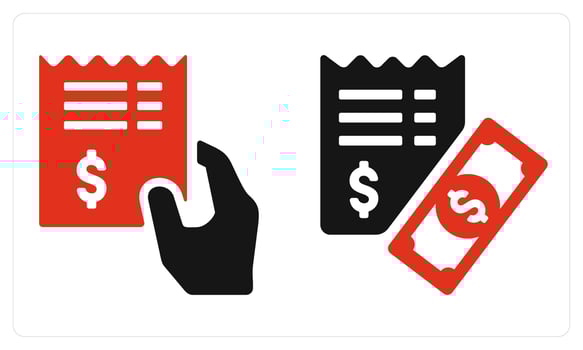 Receipe and Cash receipt in red color vector