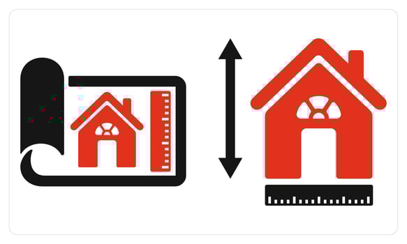 Home Dimensions and Home size in red color vector