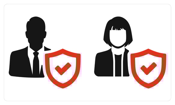 Insured Man and Insured Woman in red color vector