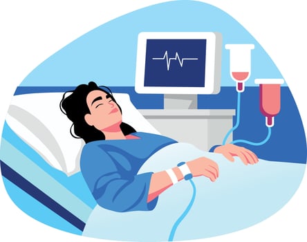 A flat style illustration of a patient treatment in hospital vector