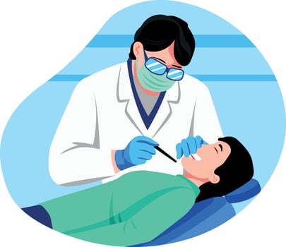 Dental checkup of a patient, flat style illustration vector