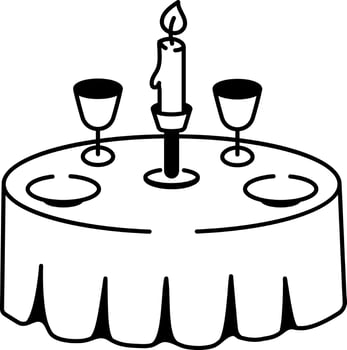 Romantic chandelier dinner icon in doodle style vector