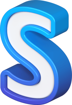 Isometric view of bold Letter S, stands out with its striking blue and white gradient, ready for visual communication, emphasizing clarity and modern feel, 3d rendering png
