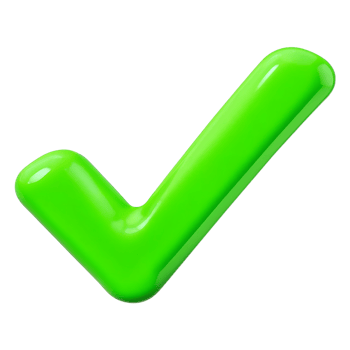 3D Green Check Mark Icon on Transparent Background png