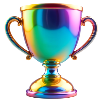 3D Champion Cup with Glossy Finish and Vibrant Colors on Transparent Background png
