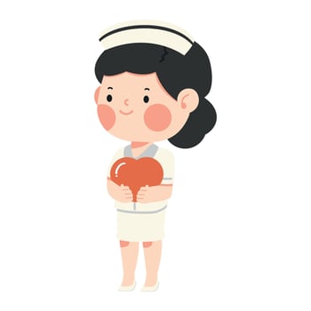 Cartoon Nurse Holding Heart Illustration vector