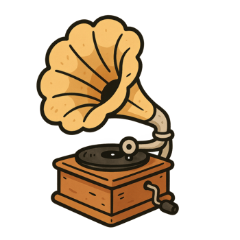 vintage gramophone illustration on transparent background for retro music, antique audio, and nostalgic sound design themes png