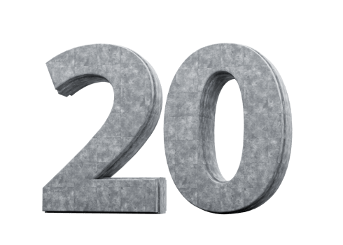 Number Twenty 20 Digit Made Of Grey Concrete Stone 3d Illustration png