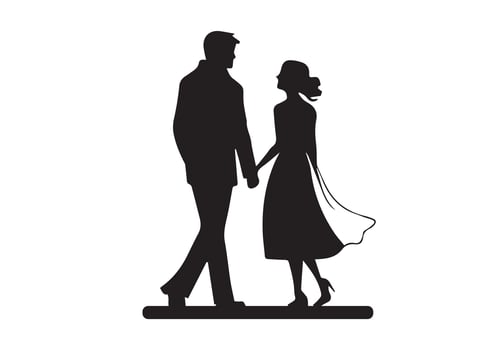 Silhouette of Couple Holding Hands vector