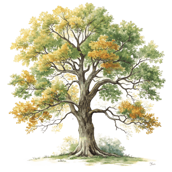 Golden Foliage and Textured Bark Majestic Sycamore Tree Design png