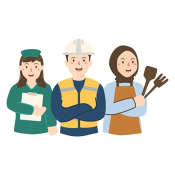 Various Occupations People For Labor Day illustration vector