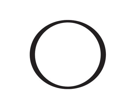 An oval shaped object is shown in black and white vector