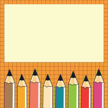 illustration featuring colored pencils and a blank space for text flat illustration. vector