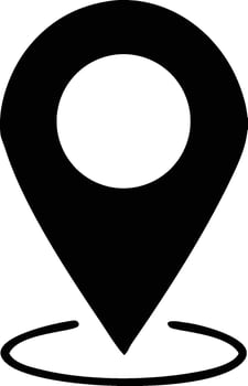 Minimalist Black and White Location Pin Icon Simple Map Marker Symbol vector