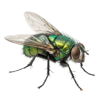 close up image of vibrant green fly with detailed wings and body, showcasing its intricate features and colors png