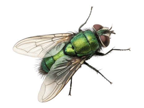 detailed close up of green fly showcasing its vibrant colors and intricate wing structure, evoking curiosity and fascination png
