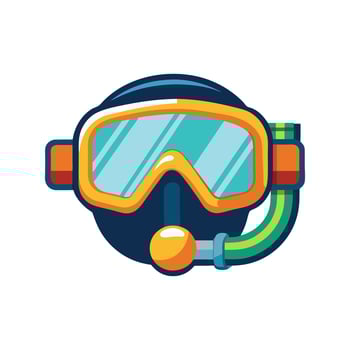 Diving goggles with blue frame for underwater swimming and snorkeling vector