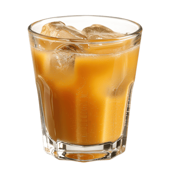 Refreshing Citrus Beverage with Ice Cubes in a Clear Glass for Hot Summer Days png