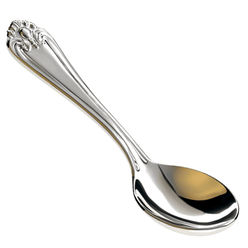 Shiny silver metal spoon simple elegant ergonomic curved handle png