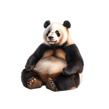 Adorable Giant Panda Sitting with Calm Expression in Natural Habitat Scene png