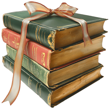 Stacked vintage hardcover books elegant decorative luxurious classicistic prestigious appearance png