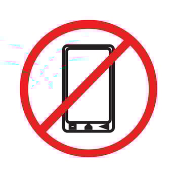 design prohibiting mobile phone usage, symbolizing restrictions, time management, and focused environments. vector