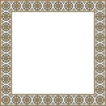 square gold and black ancient Russian ornament. Slavic rectangle, border, frame. Painting of royal chamber vector