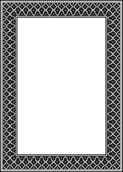 golden arabic national square ornament. Ethnic rectangle, frame of eastern people. Persian paint vector