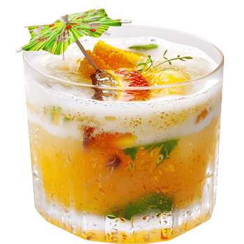Refreshing citrus cocktail drink ice mint garnish in glass png