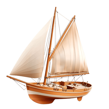 Elegant wooden sailing ship detailed sails for maritime nautical adventure png