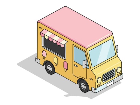 yellow ice cream truck isometric vector