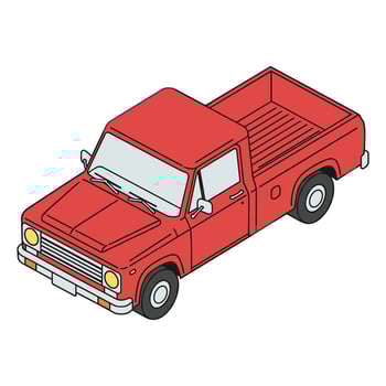 isometric red pickup truck vector