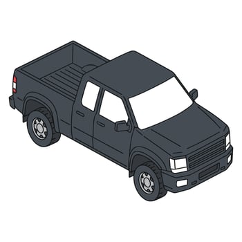 black pickup truck isometric vector