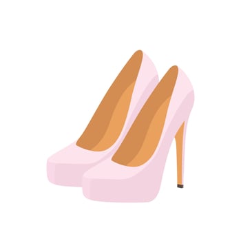 Light pink patent leather shoes. Beautiful women's high heels. Bride footwear. illustration. vector