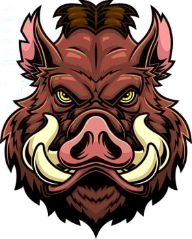 Colorful Wild Pig Head With Large Tusks And Bold Expression vector