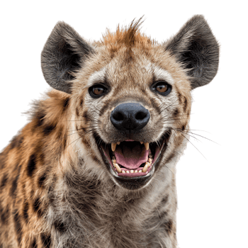 A hyena is smiling and showing its teeth png