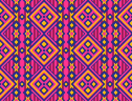 fabric thai ethnic pattern, silk weaving colorful pattern, fabric native seamless background, handwoven textile traditional products vector