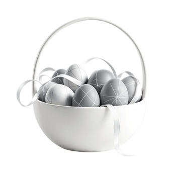A basket filled with white eggs on a black background png