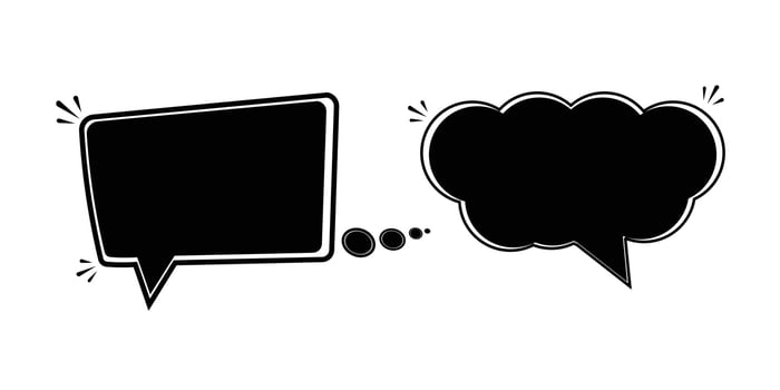 Hand-Drawn Comic-Style Speech and Thought Bubbles with Bold Outlines and Ink Splatter vector