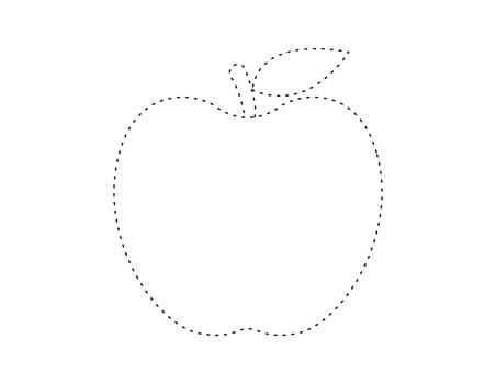 dashed apple outline for coloring book template, apple for kids illustration worksheet printable vector