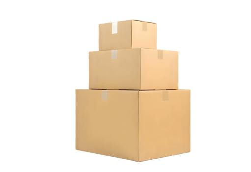three parcel boxes one large one medium one small one on top of the other transparent background png