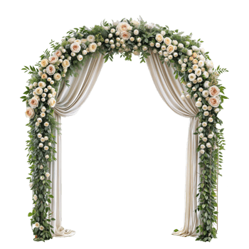 A wedding arch with flowers and greenery png