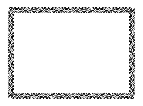 heart line frame rectangle doodle art, heart border adorable vector