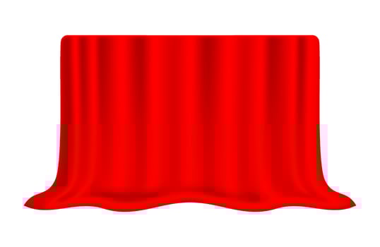 scarlet curtain, drapery red, tablecloth vector