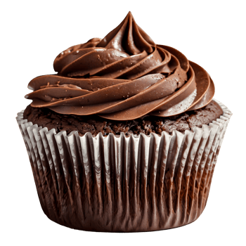 A chocolate cupcake on a transparent background png