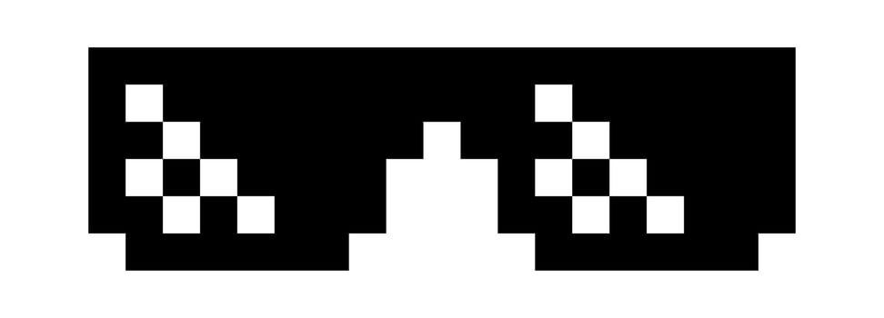 pixel glasses meme icon, black glasses thug life vector