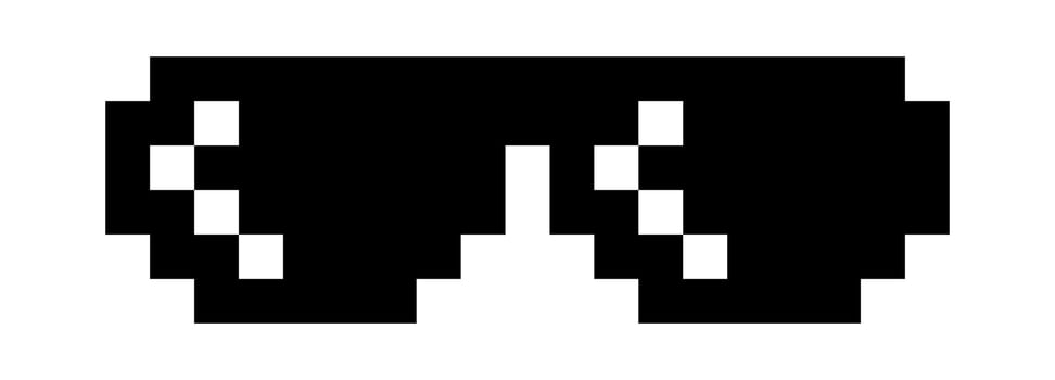 pixel glasses meme icon, glasses thug life black vector